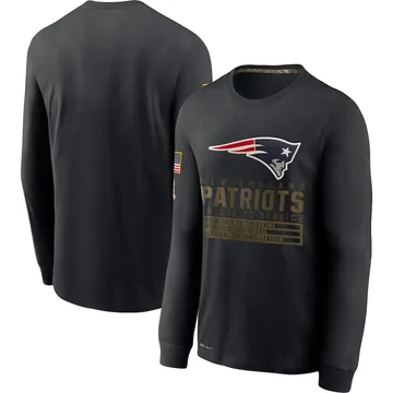 Men's New England Patriots Black 2020 Salute to Service Sideline Performance Long Sleeve T-Shirt By Nike