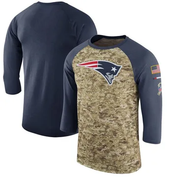 Men's New England Patriots Camo/Navy Legend Salute to Service 2017 Sideline Performance Three-Quarter Sleeve T-Shirt By Nike
