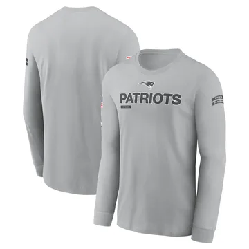 Men's New England Patriots Gray 2024 Salute To Service Long Sleeve T-Shirt By Nike