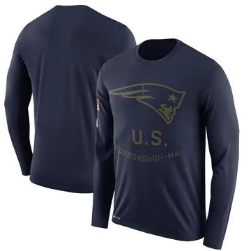 Men's New England Patriots Navy Legend 2018 Salute to Service Sideline Performance Long Sleeve T-Shirt By Nike