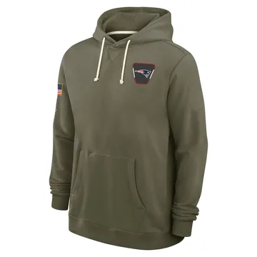 Men's New England Patriots Olive 2025 Salute to Service Sideline Hoodie By Nike