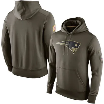 Men's New England Patriots Olive Salute to Service KO Performance Hoodie By Nike