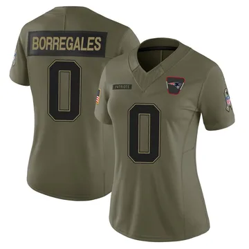 Women's New England Patriots Andres Borregales Olive Limited 2025 Salute to Service Jersey By Nike