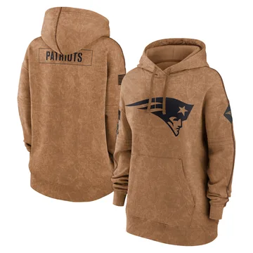 Women's New England Patriots Brown 2023 Salute to Service Pullover Hoodie By Nike