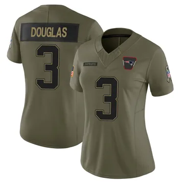 Women's New England Patriots DeMario Douglas Olive Limited 2025 Salute to Service Jersey By Nike