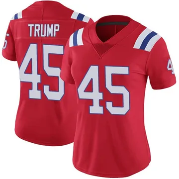 Women's New England Patriots Donald Trump Red Limited Vapor Untouchable Alternate Jersey By Nike