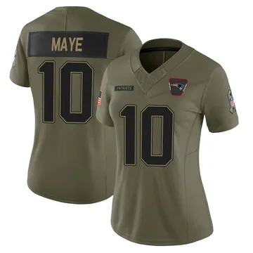Women's New England Patriots Drake Maye Olive Limited 2025 Salute to Service Jersey By Nike