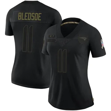Women's New England Patriots Drew Bledsoe Black Limited 2020 Salute To Service Jersey By Nike