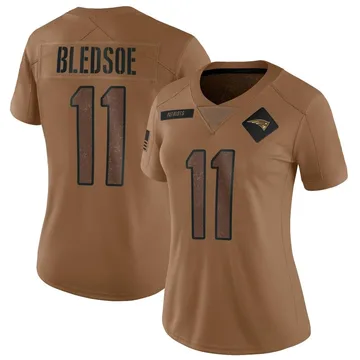 Women's New England Patriots Drew Bledsoe Brown Limited 2023 Salute To Service Jersey By Nike