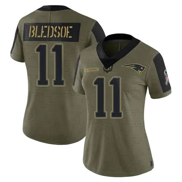 Women's New England Patriots Drew Bledsoe Olive Limited 2021 Salute To Service Jersey By Nike