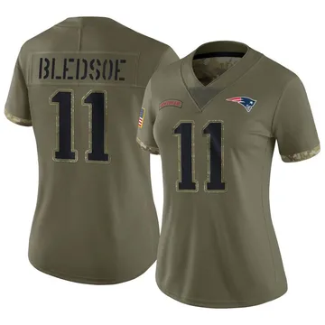 Women's New England Patriots Drew Bledsoe Olive Limited 2022 Salute To Service Jersey By Nike