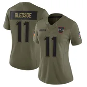 Women's New England Patriots Drew Bledsoe Olive Limited 2025 Salute to Service Jersey By Nike