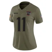 Women's New England Patriots Drew Bledsoe Olive Limited 2025 Salute to Service Jersey By Nike