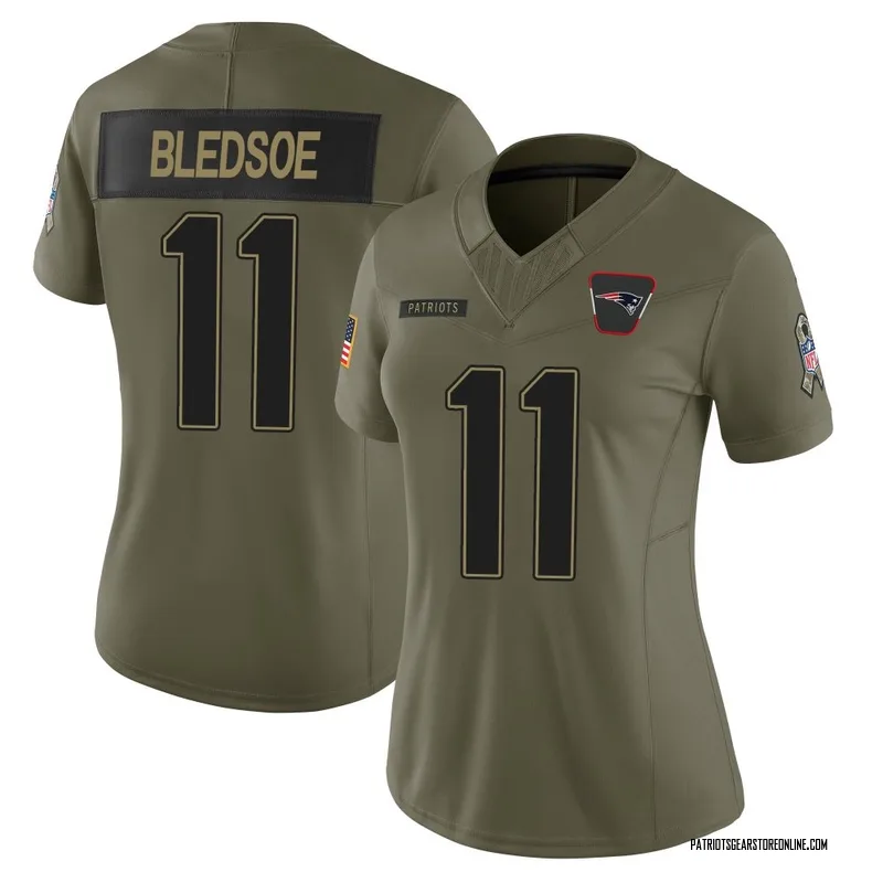 Women's New England Patriots Drew Bledsoe Olive Limited 2025 Salute to Service Jersey By Nike