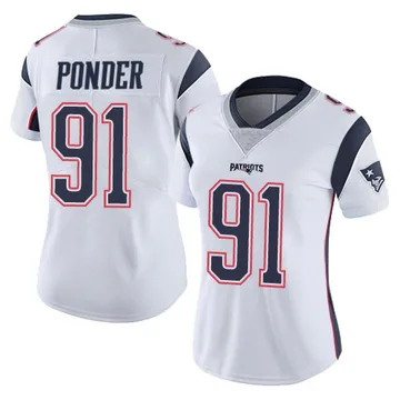 Women's New England Patriots Elijah Ponder White Limited Vapor Untouchable Jersey By Nike