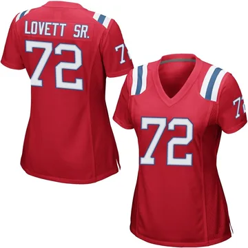 Women's New England Patriots Fabien Lovett Sr. Red Game Alternate Jersey By Nike