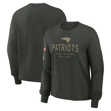Women's New England Patriots Green Dark 2025 Salute to Service Sideline Long Sleeve T-Shirt By Nike