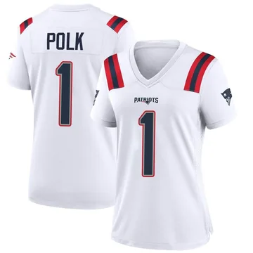 Women's New England Patriots Ja'Lynn Polk White Game Jersey By Nike