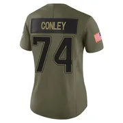 Women's New England Patriots Jack Conley Olive Limited 2025 Salute to Service Jersey By Nike