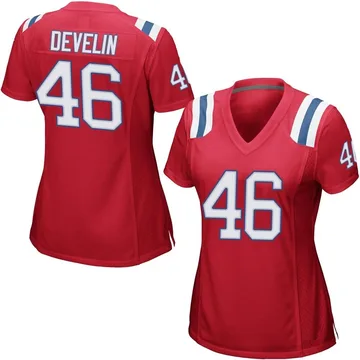 Women's New England Patriots James Develin Red Game Alternate Jersey By Nike