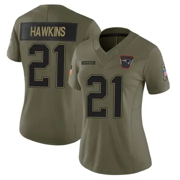 Women's New England Patriots Jaylinn Hawkins Olive Limited 2025 Salute to Service Jersey By Nike