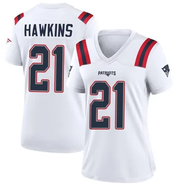 Women's New England Patriots Jaylinn Hawkins White Game Jersey By Nike