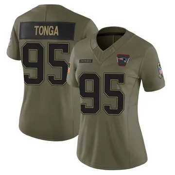Women's New England Patriots Khyiris Tonga Olive Limited 2025 Salute to Service Jersey By Nike