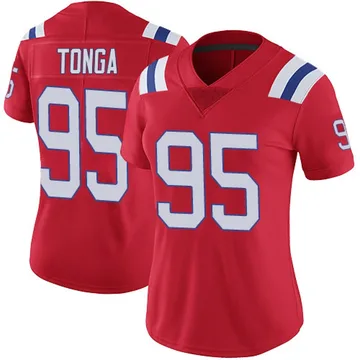 Women's New England Patriots Khyiris Tonga Red Limited Vapor Untouchable Alternate Jersey By Nike