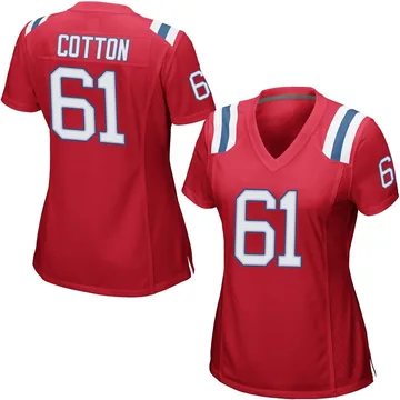 Women's New England Patriots Lester Cotton Red Game Alternate Jersey By Nike