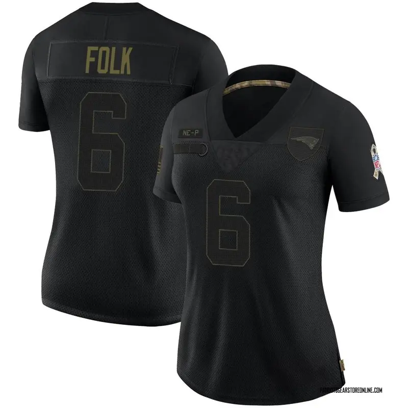 Women's New England Patriots Nick Folk Black Limited 2020 Salute To Service Jersey