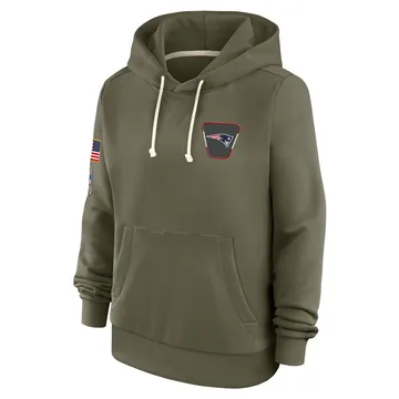 Women's New England Patriots Olive 2025 Salute to Service Sideline Hoodie By Nike