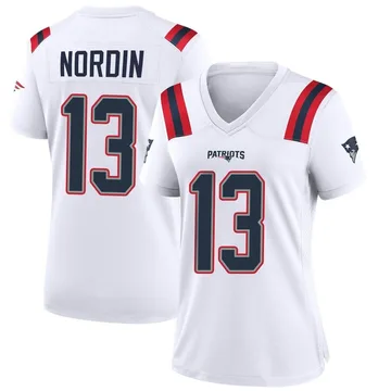 Women's New England Patriots Quinn Nordin White Game Jersey By Nike