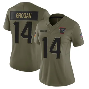 Women's New England Patriots Steve Grogan Olive Limited 2025 Salute to Service Jersey By Nike