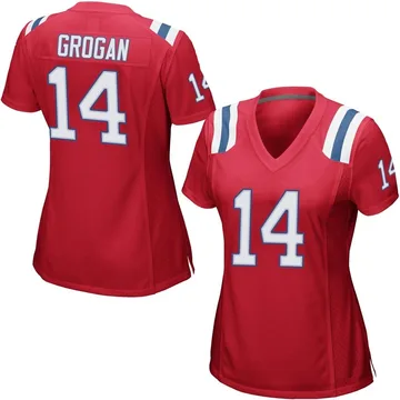 Women's New England Patriots Steve Grogan Red Game Alternate Jersey By Nike