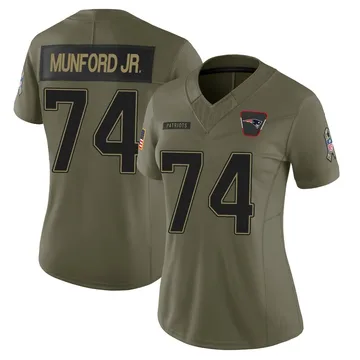 Women's New England Patriots Thayer Munford Jr. Olive Limited 2025 Salute to Service Jersey By Nike