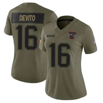 Women's New England Patriots Tommy DeVito Olive Limited 2025 Salute to Service Jersey By Nike