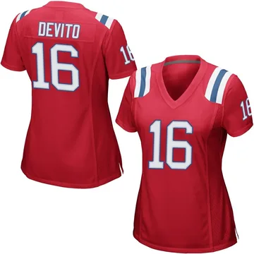 Women's New England Patriots Tommy DeVito Red Game Alternate Jersey By Nike