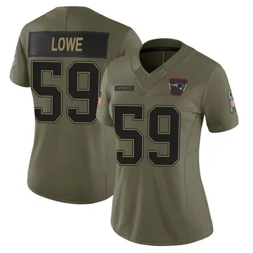 Women's New England Patriots Vederian Lowe Olive Limited 2025 Salute to Service Jersey By Nike