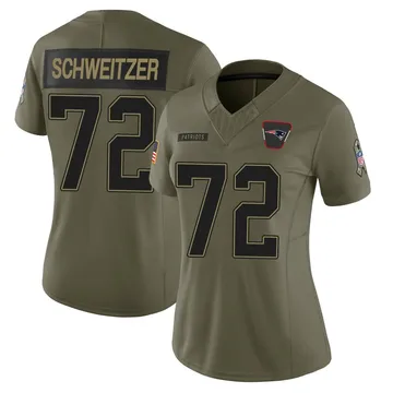 Women's New England Patriots Wes Schweitzer Olive Limited 2025 Salute to Service Jersey By Nike
