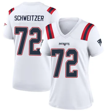 Women's New England Patriots Wes Schweitzer White Game Jersey By Nike