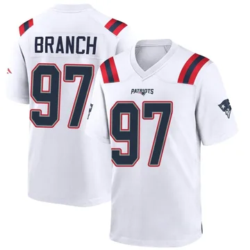 Youth New England Patriots Alan Branch White Game Jersey By Nike