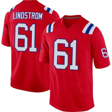 Youth New England Patriots Alec Lindstrom Red Game Alternate Jersey By Nike
