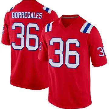 Youth New England Patriots Andy Borregales Red Game Alternate Jersey By Nike