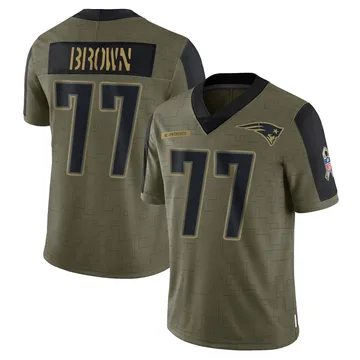 Youth New England Patriots Ben Brown Olive Limited 2021 Salute To Service Jersey By Nike
