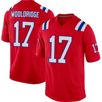 Youth New England Patriots Ben Wooldridge Red Game Alternate Jersey By Nike