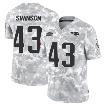 Youth New England Patriots Bradyn Swinson Arctic Camo Limited 2024 Salute to Service Jersey By Nike