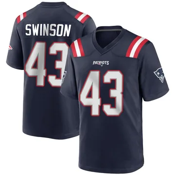 Youth New England Patriots Bradyn Swinson Navy Blue Game Team Color Jersey By Nike