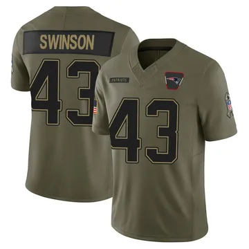 Youth New England Patriots Bradyn Swinson Olive Limited 2025 Salute to Service Jersey By Nike