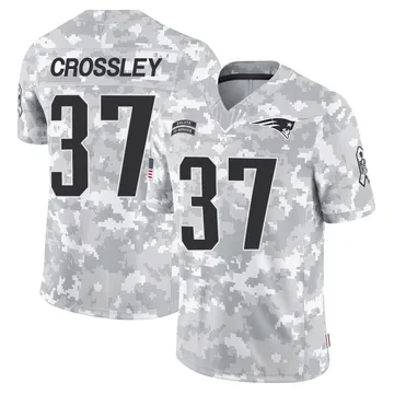 Youth New England Patriots Brandon Crossley Arctic Camo Limited 2024 Salute to Service Jersey By Nike