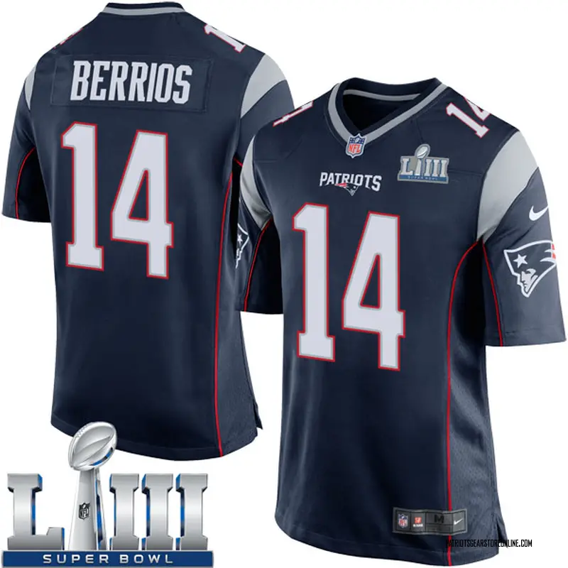 Youth New England Patriots Braxton Berrios Navy Blue Game Team Color Super Bowl LIII Jersey